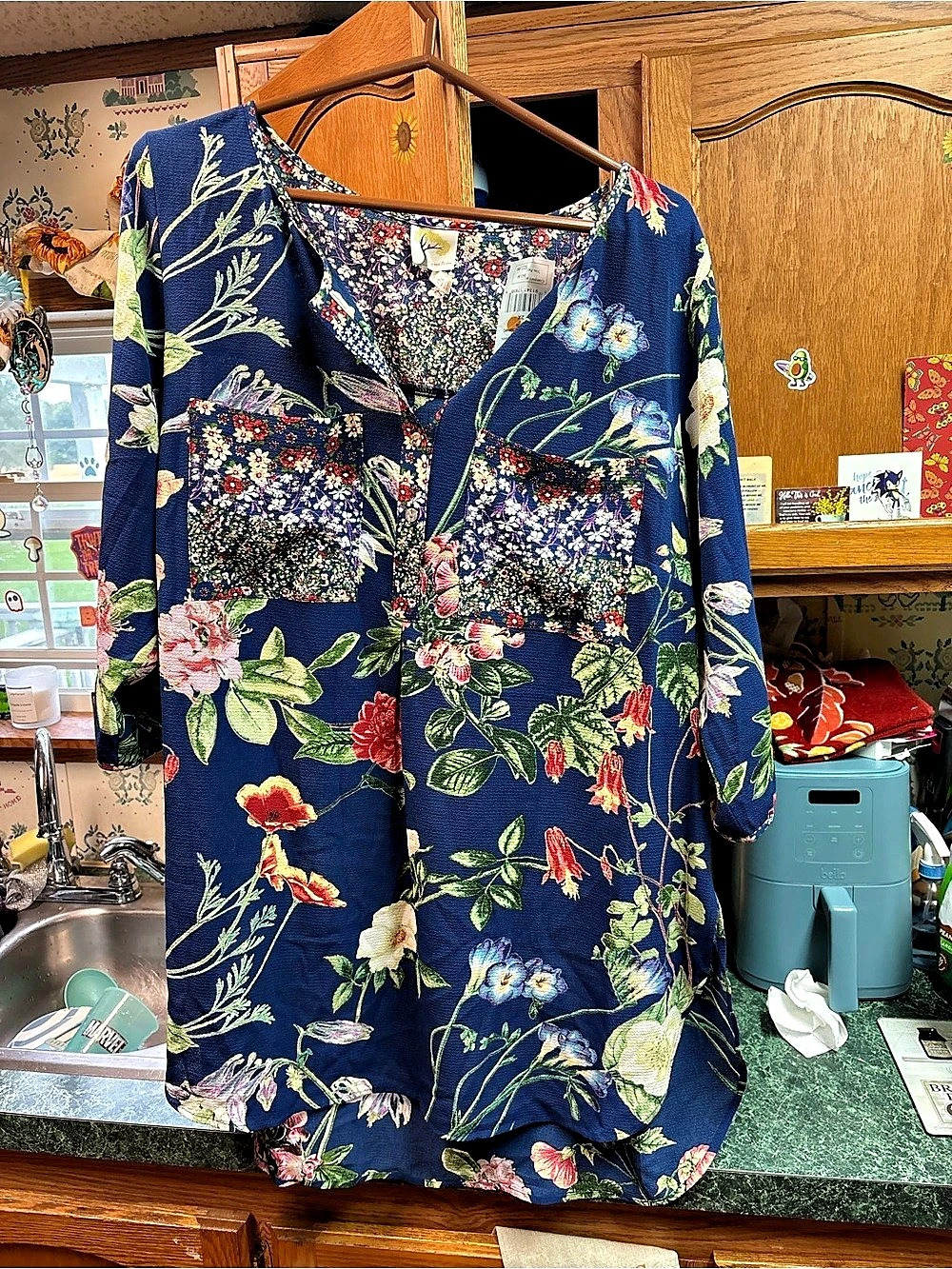 Floral Tunic Blue & Multicolor Size 2X NWT